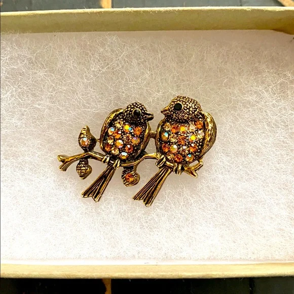 🐦‍⬛Vintage🐦‍⬛Love Birds Brooch - Picture 2 of 4
